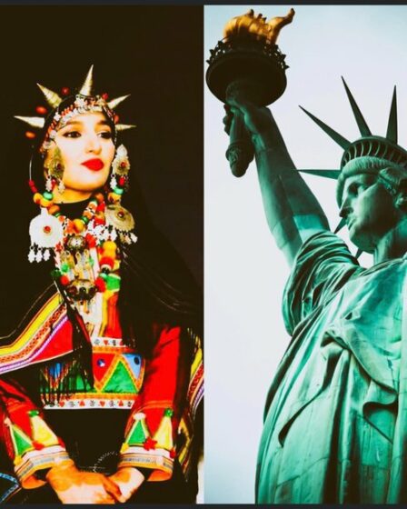 statue liberté et femme amazigh