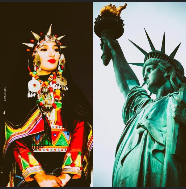 statue liberté et femme amazigh